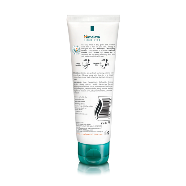 Himalaya Scrub with Activated Charcoal & Green Tea Detoxifying Charcoal Peeling for Normal to Oily Skin 75ml