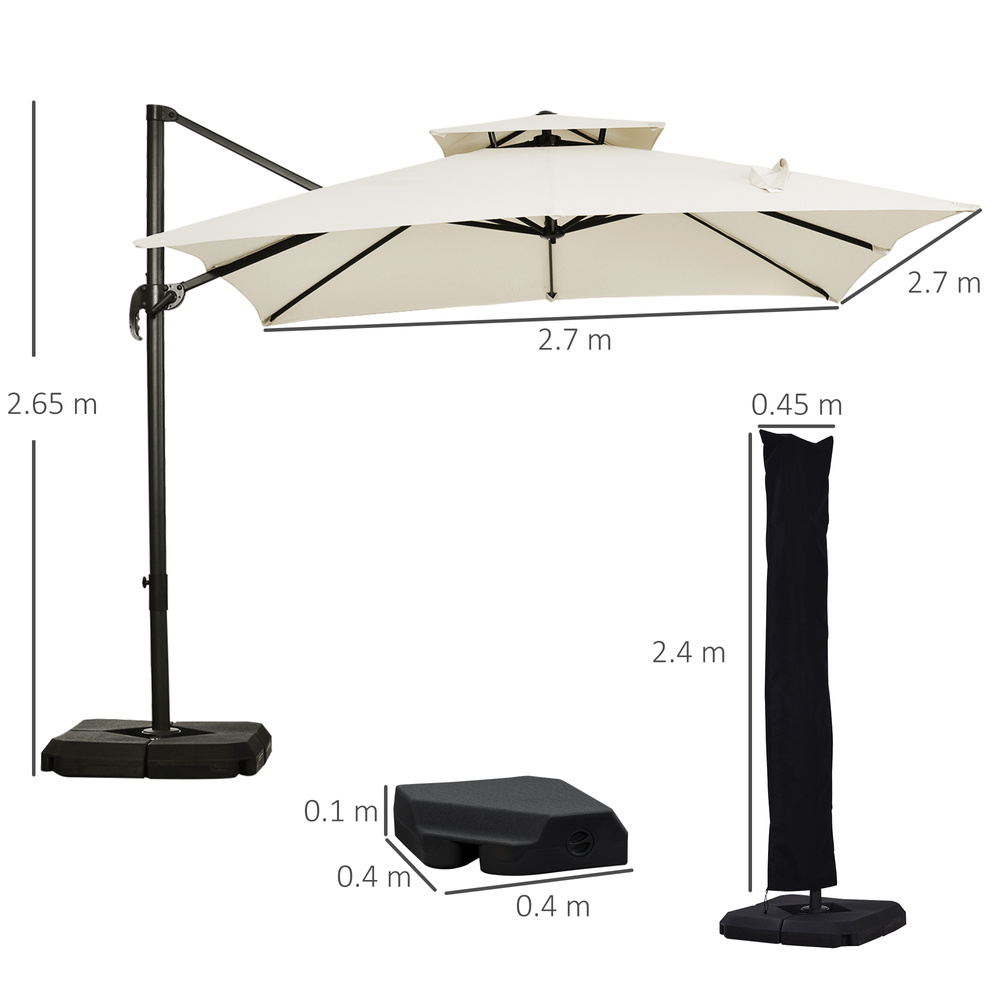 Outsunny Steel Frame Outdoor Roma Cantilever Umbrella