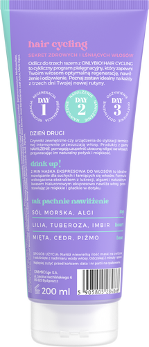 OnlyBio Hair Cycling Nawilżająca Maska Ekspresowa do Włosów 200ml