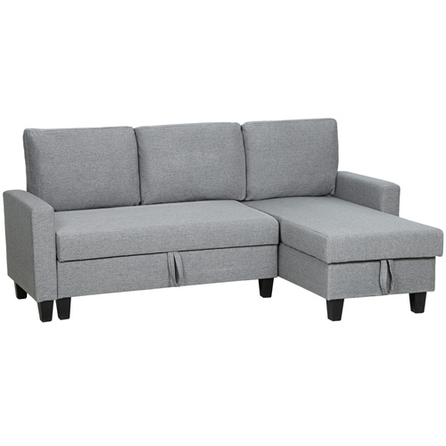 HOMCOM Three-Seater Storage Sofa Bed - Grey