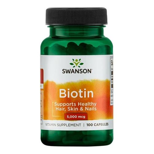 Swanson Biotin 5000mcg for Healthy Hair and Skin 100 Capsules