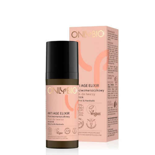 OnlyBio Anti Age Elixir Przeciwzmarszczkowy Krem do Twarzy z Bakuchiolem i Awokado dla Każdego Typu Cery 50ml