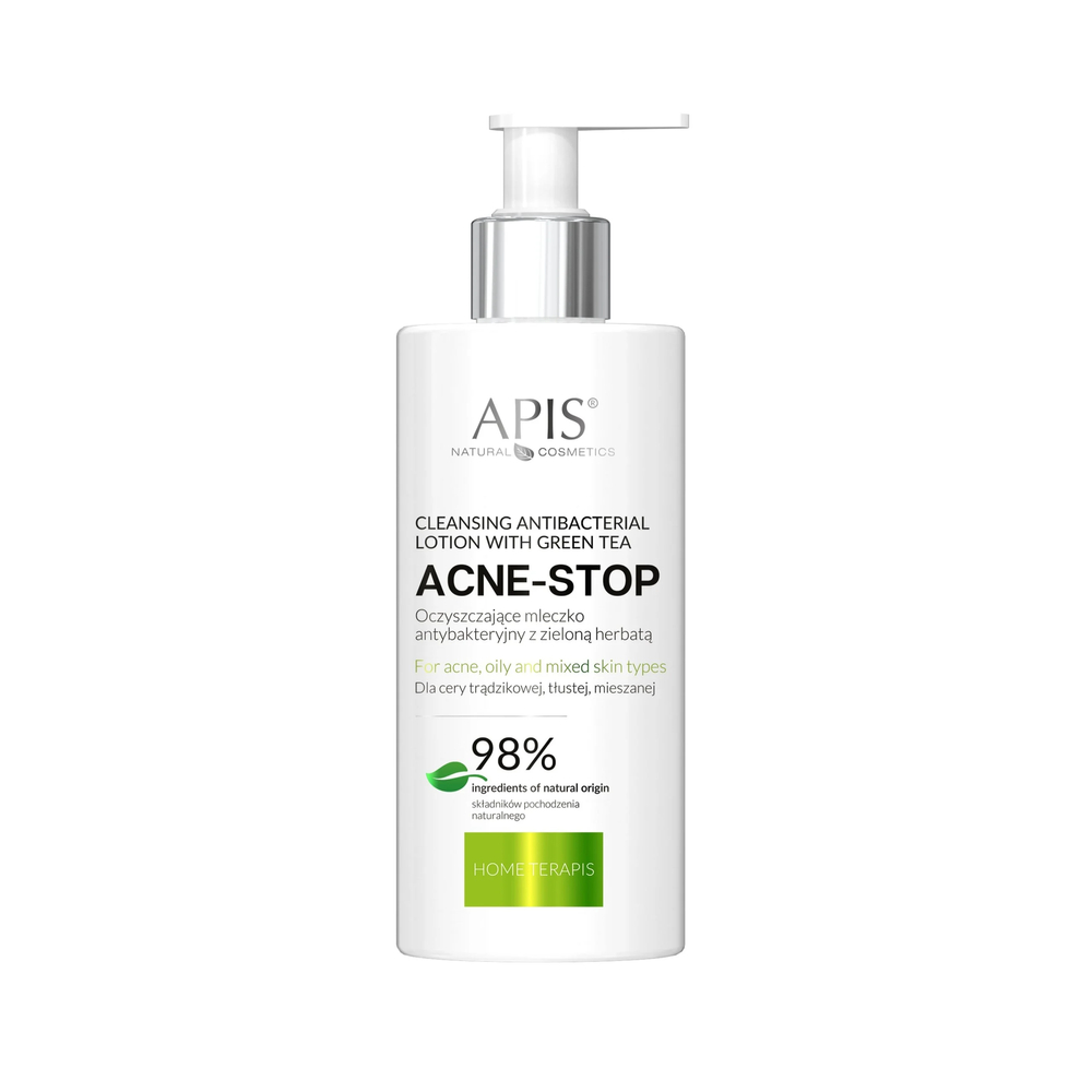 Apis Acne Stop Oczyszczające Mleczko Antybakteryjne z Zieloną Herbatą dla Skóry Tłustej i Mieszanej 300ml