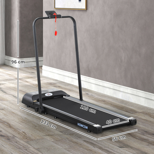 HOMCOM Foldable Walking Treadmill, with LED Display and Wheels, for Home, Office, Gym, Blue