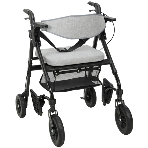 HOMCOM Rollator Walker Wheelchair, with Seat - Grey