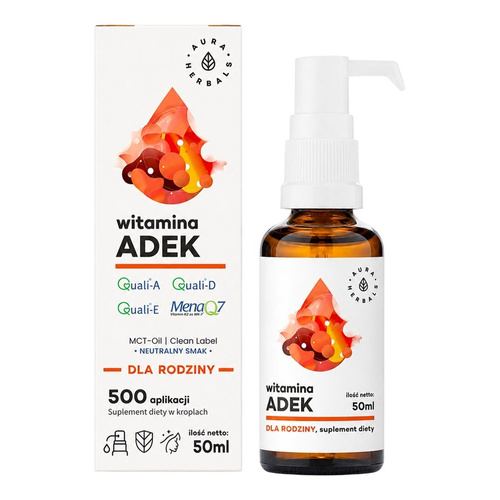 AURA HERBALS Witamina ADEK dla Rodziny na Oleju MCT Krople 50ml