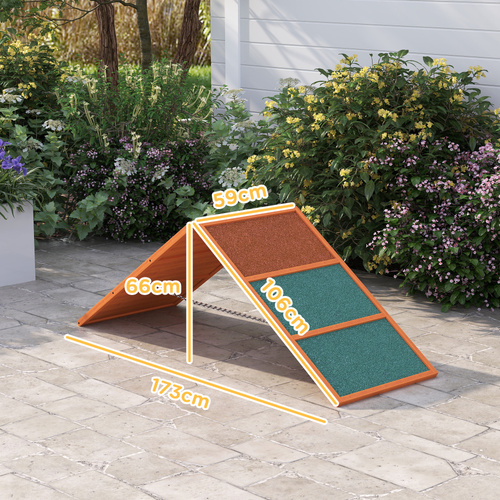 PawHut Dog Agility Equipment, Dog Playground Equipment with Non-slip Surface, A-frame, Agility Ramp for All Breeds, Orange