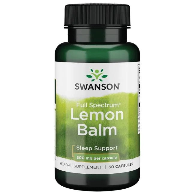 Swanson Full Spectrum Lemon Balm 500mg for Relaxation and Healthy Sleep 60 Capsules