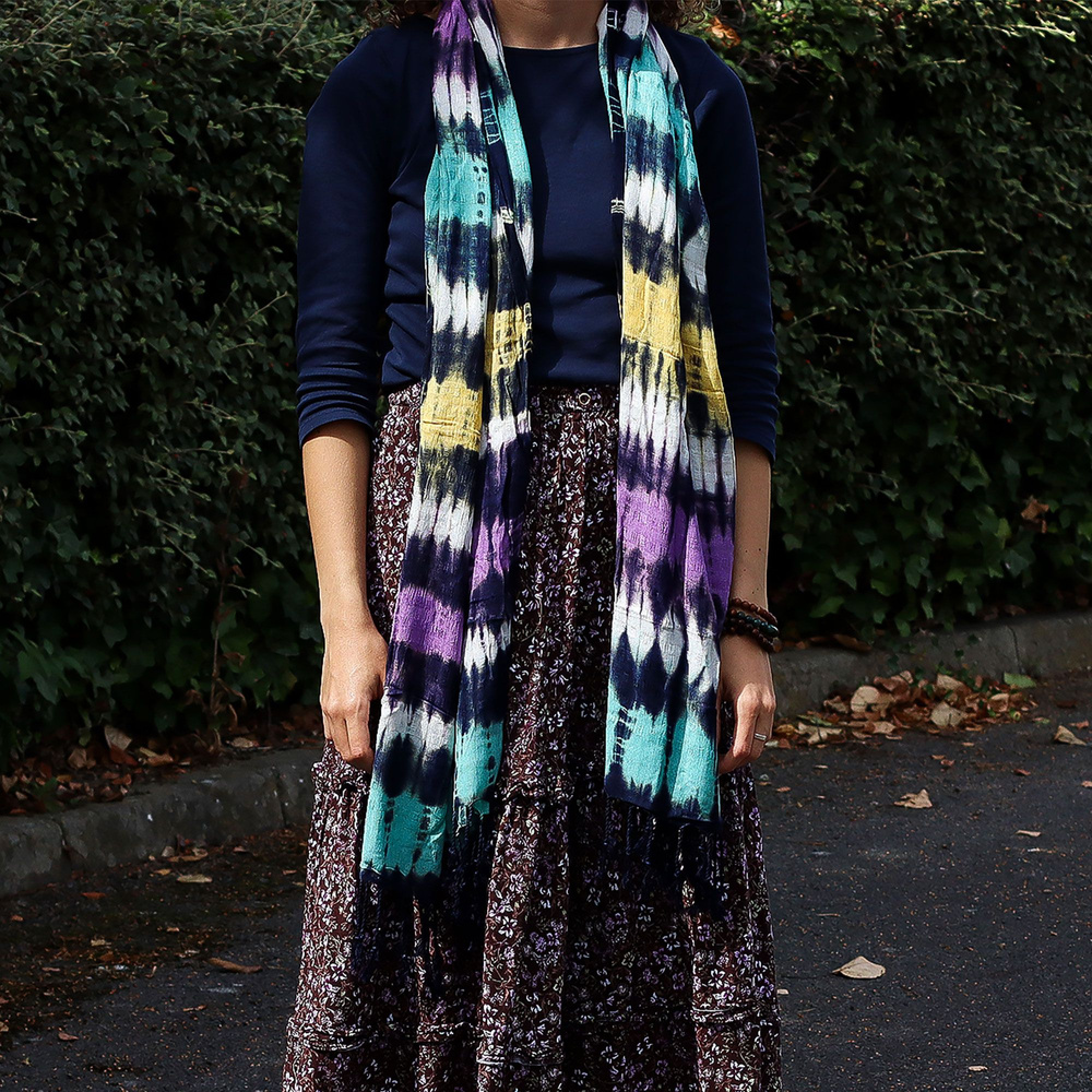 Boho Java Art Stole/Scarf - Multi Stripes - 62x200cm