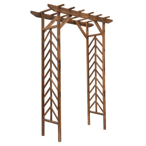 Outsunny Wooden Garden Arbor, Arch Trellis with Classic Countryside Style, Pergola Style Roof for Climbing Vines