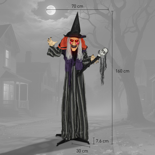 Outsunny 160cm Lifelike Moving Witch Decoration - Multi