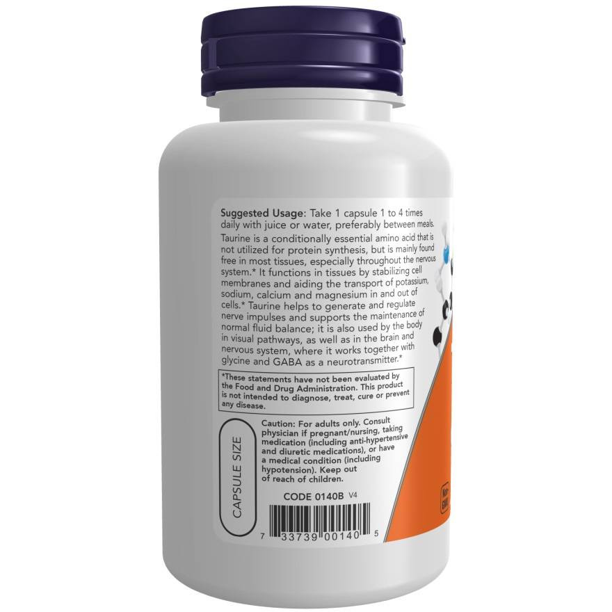 Now Foods Taurine 500mg Supports Healthy Vision 100 Capsules