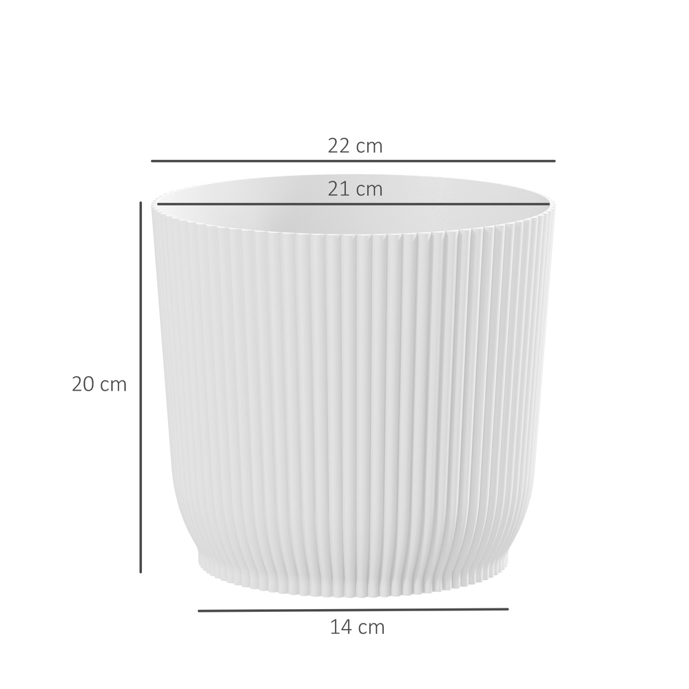 Outsunny Set of Two Ф22cm Planters - White