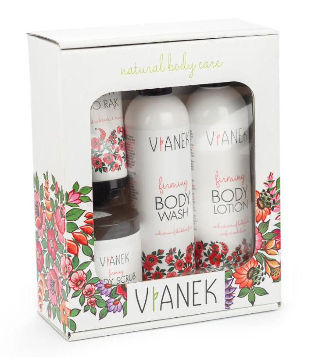 Vianek Firming Body Set Shower Gel Lotion Hand Treatment and Peeling 2x300ml 75ml 250ml 