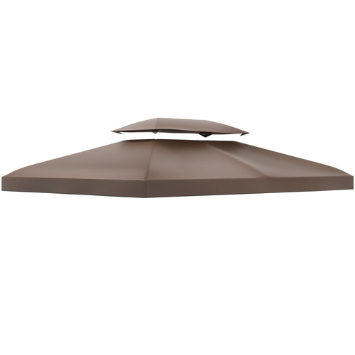 Outsunny 3x4m Gazebo Replacement Roof Canopy 2 Tier Top UV Cover Garden Patio Outdoor Sun Awning Shelters, Brown (TOP COVER ONLY)