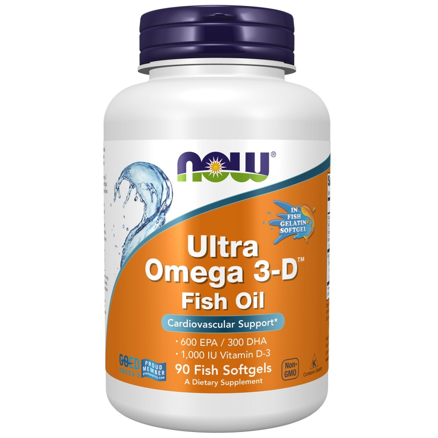 Now Foods Ultra Omega 3-D z Witaminą D-3 Wspomaga Odporność i Pracę Mózgu 90 Kapsułek