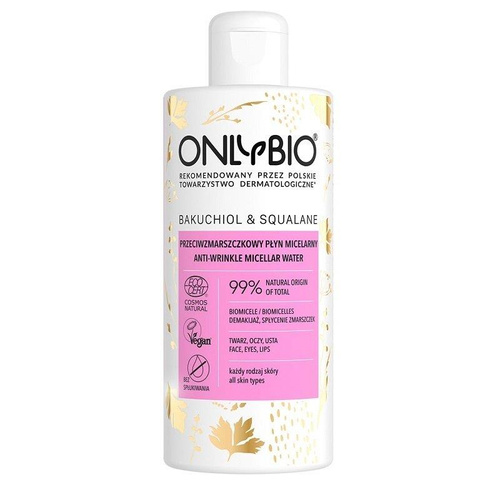 OnlyBio Przeciwzmarszczkowy Płyn Micelarny z Bakuchiolem i Skwalanem dla Każdego Typu Cery 300ml