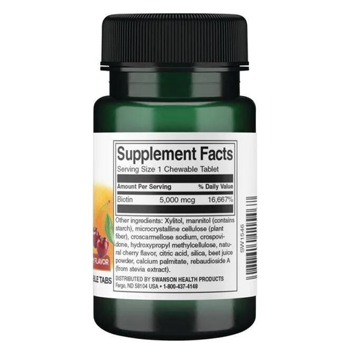 Swanson Biotin 5000mcg for Healthy Hair and Skin 100 Capsules
