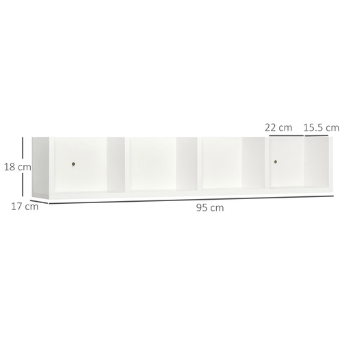 HOMCOM Wall Mount 84 CD / 56 DVD/Blu-ray/ Media Storage Rack 4 Cubes Wooden Shelf Organizer Unit Bookcase Display (White)