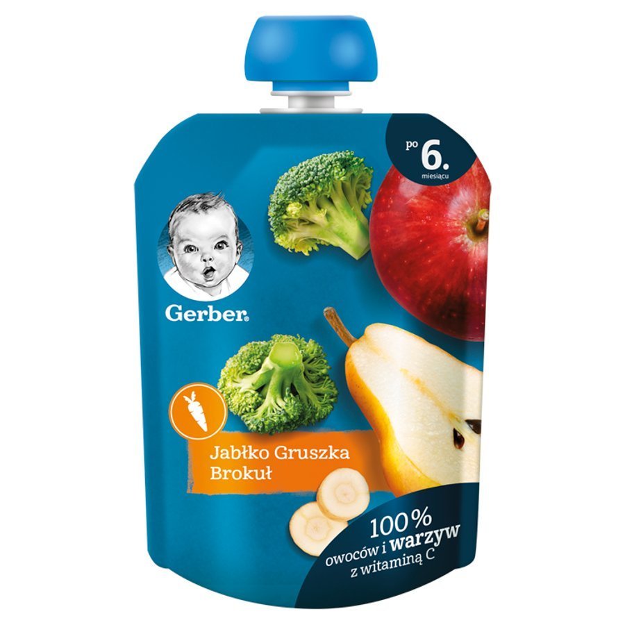 Gerber Dessert Apple Pear Broccoli for Babies after 6 Months without Sugar with Vitamin C 90g