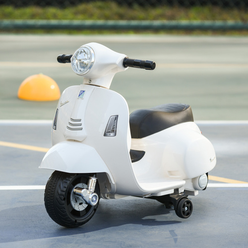 HOMCOM Vespa Licensed 6V Kids Electric Motorbike Ride On Motorcycle  Battery Powered for 18-36 Months with Horn Light White