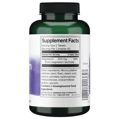 Swanson Taurynian Magnezu 100mg na Mięśnie i Układ Nerwowy 120 Tabletek