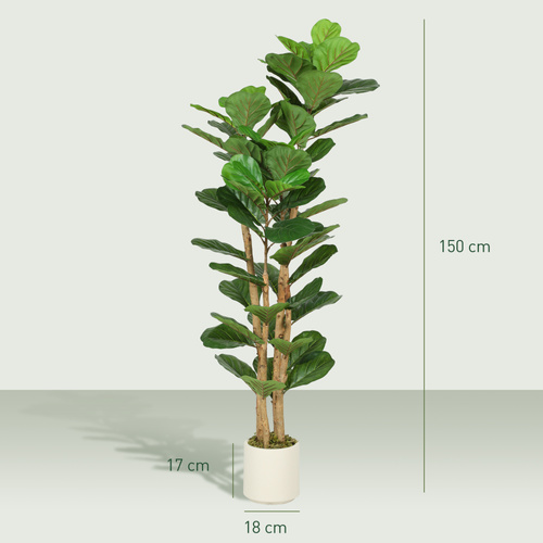 HOMCOM 150cm Artificial Fiddle Leaf Fig Tree - Green