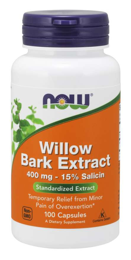 Now Foods Willow Bark Extract 400mg Biała Wierzba Extract Łagodzi Niewielkie Dolegliwości Bólowe 100 Kapsułek