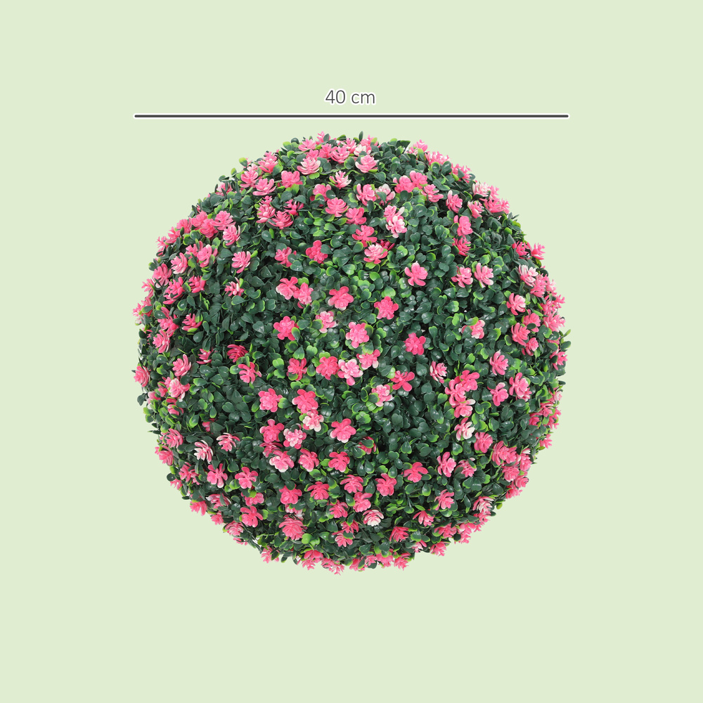 HOMCOM Set of Two Artificial Boxwood Balls Plants - Pink
