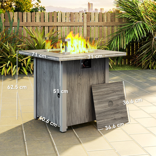 Outsunny 50,000 BTU Gas Fire Pit Table, with Cover - Dark Grey