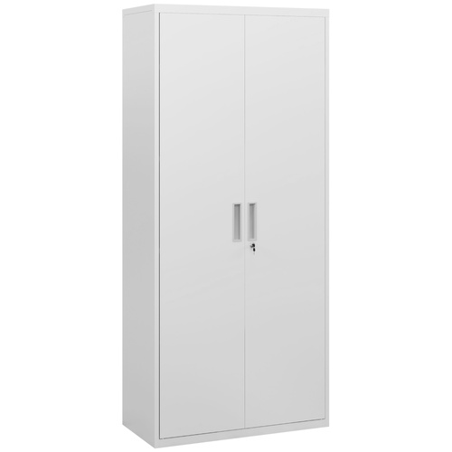 HOMCOM Five Shelf Lockable Steel Office Cabinet - White