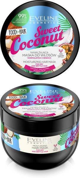 Eveline Food for Hair Sweet Coconut Nawilżająca Wygładzająca Kokosowa Maska do Włosów 500ml