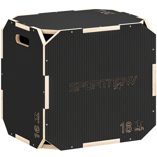 SPORTNOW Non-Slip Plyo Box, Corner-free Wooden Jump Box, 41 x 51 x 48 cm