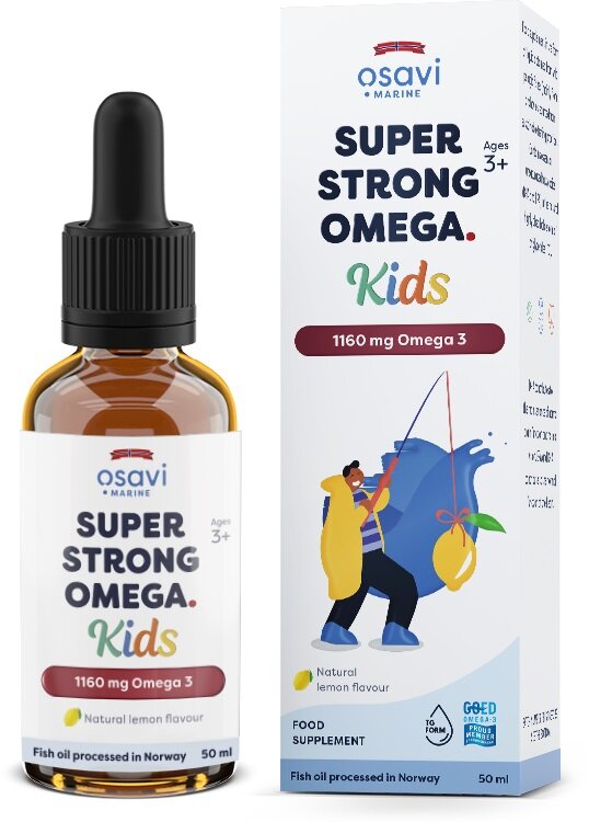 Osavi Super Strong Omega Kids 1160mg Omega 3 Wspiera Odporność Serce i Pracę Mózgu Smak Cytrynowy 50ml