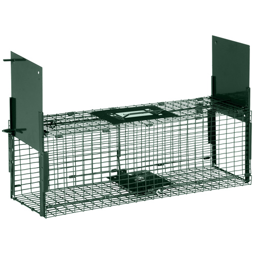 Outsunny Animal Trap Cage, Humane Rat Trap with Double Doors, Squirrel Trap for Indoors & Outdoors, Catch and Release Mice, Rats, Rodents, 60 x 18 x 20 cm, Green