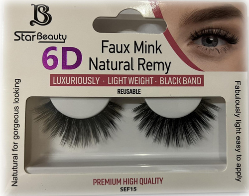 Star Beauty Professional Natural Remy Hair Eyelashes 6D Full Volume and Soft Reusable SEF15 1 Pair