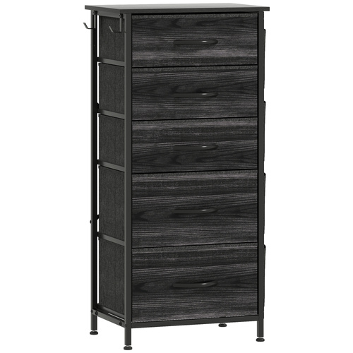 HOMCOM Chest of Five Fabric Drawers - Black