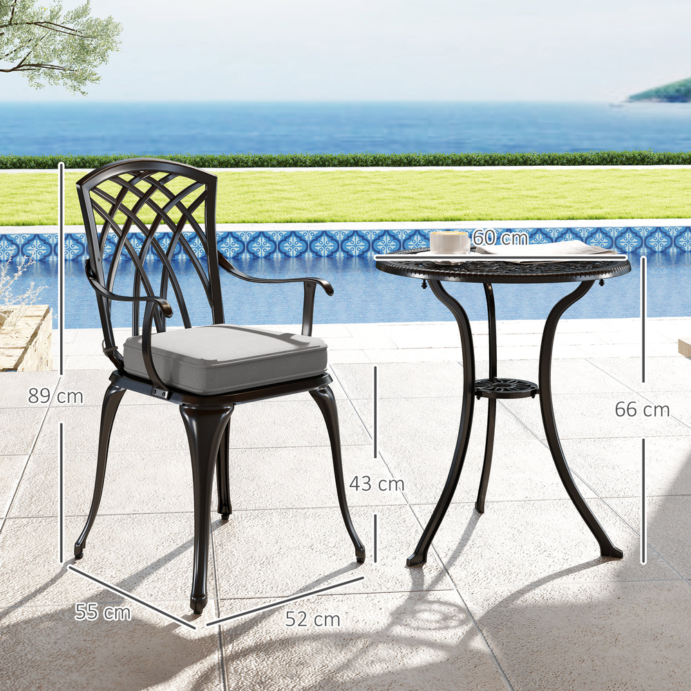 Outsunny Three-Piece Cast Aluminium Bistro Set - Black