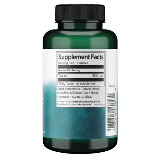 Swanson Taurine 500mg An Amino Acid Supplement 100 Capsules