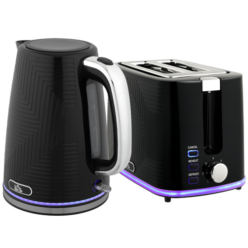 HOMCOM Modern Kettle and Toaster Set - Black