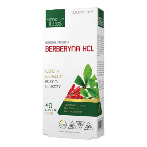 MEDICA HERBS Berberyna HCL 500mg, 40 kaps.