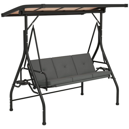 Outsunny Convertible Three-Seater Swing Bench Bed - Dark Grey