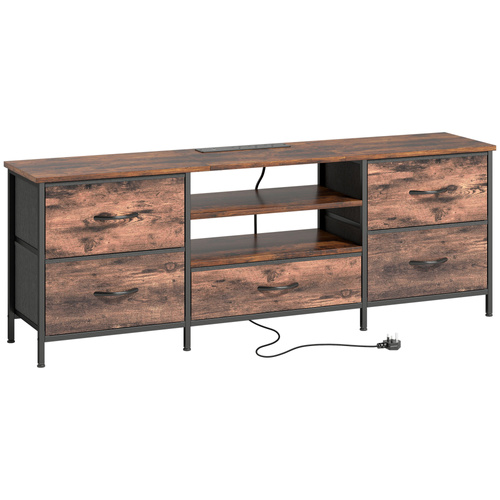 HOMCOM Multi-Storage Industrial TV Stand - Brown/Grey/Black