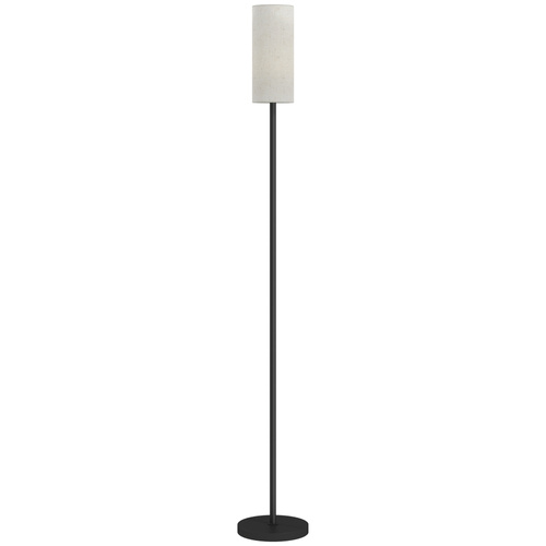 HOMCOM Floor Lamp for Living Room, Modern Standing Lamp with Linen Shade & Foot Switch, Minimalist Tall Pole Lampshade for Bedroom, Office, White