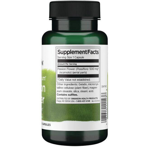 Swanson Męczennica Cielista 500mg na Stres i Wyciszenie 60 Kapsułek