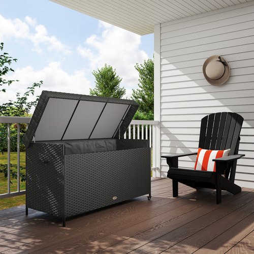 Outsunny 627 L Rattan Storage Box - Black