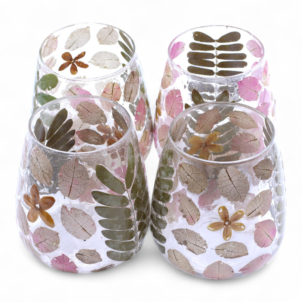 Natural Floral Glass - Vase Candle Holder - Primavera - (12x11cm)