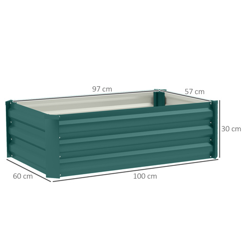 Outsunny Set of Two 100 x 60cm Steel Planter Boxes -Green