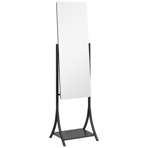 HOMCOM Free Standing Dressing Mirror, Full Length Mirror with Adjustable Angle, Storage Shelf for Living Room, Bedroom, Hallway