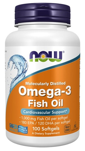 Now Foods Omega-3 Fish Oil, Molecularly Distilled 100 Softgels